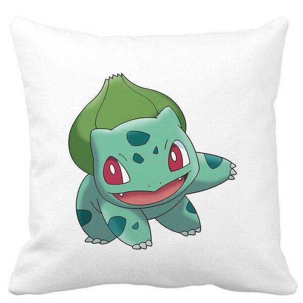 Perna Decorativa Patrata copii Bulbasaur, 40x40 cm, Alba, Mata, Husa Detasabila, Burduf 11 Perna Decorativa Patrata copii Bulbasaur