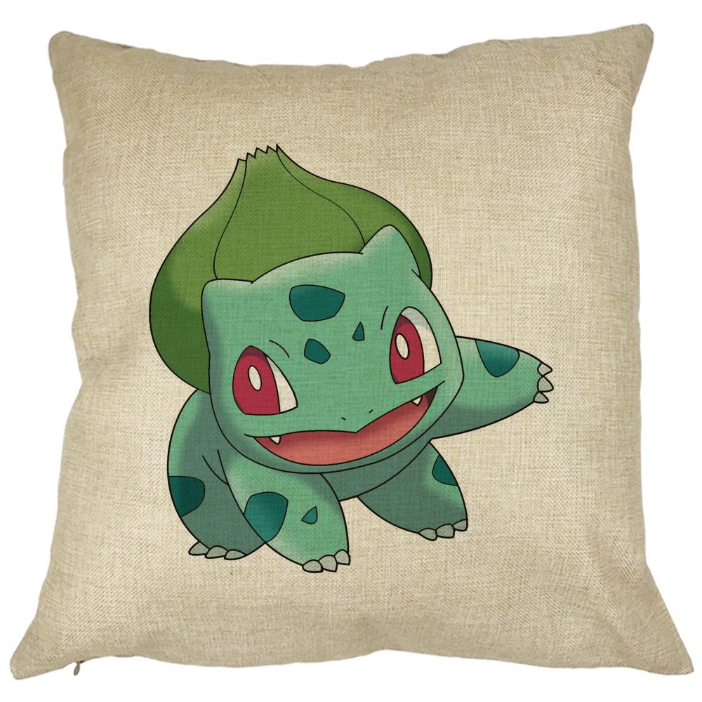 Perna Decorativa Patrata copii Bulbasaur, 40x40 cm, Husa Detasabila, Burduf 11 Perna Decorativa Patrata copii Bulbasaur
