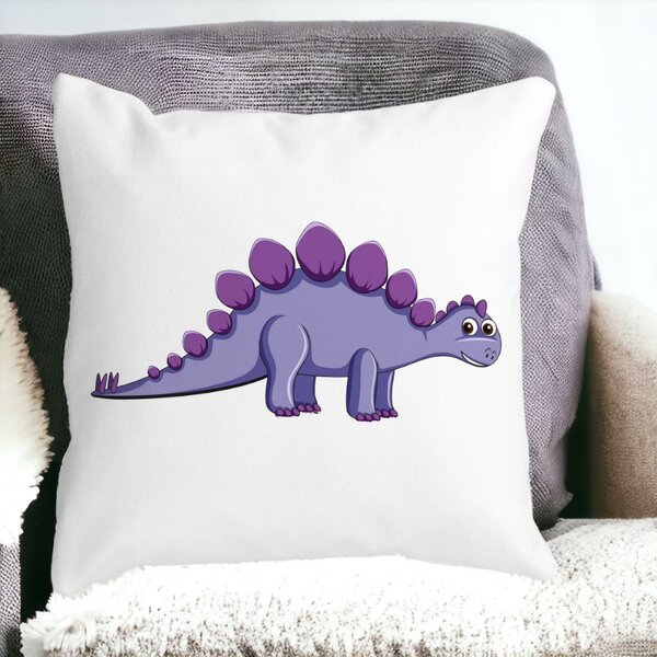 Perna Decorativa Patrata copii Dinozaur Mov, 40x40 cm, Alba, Mata, Husa Detasabila, Burduf 12 40x40 cm
