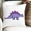 Perna Decorativa Patrata copii Dinozaur Mov, 40x40 cm, Alba, Mata, Husa Detasabila, Burduf 19 Mata