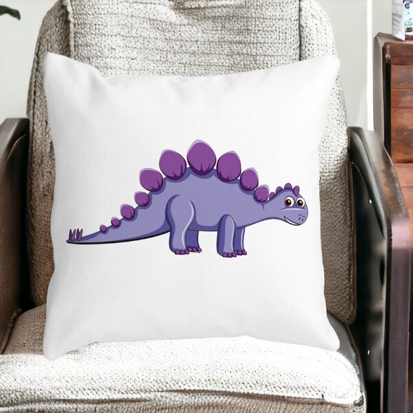 Perna Decorativa Patrata copii Dinozaur Mov, 40x40 cm, Alba, Mata, Husa Detasabila, Burduf 15 Husa Detasabila