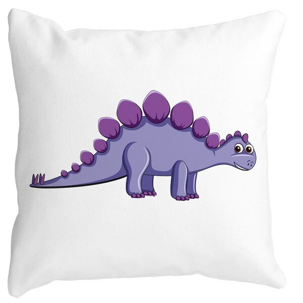 Perna Decorativa Patrata copii Dinozaur Mov, 40x40 cm, Alba, Mata, Husa Detasabila, Burduf 11 Perna Decorativa Patrata copii Dinozaur Mov
