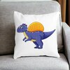 Perna Decorativa Patrata copii Dinozaur Mov inchis, 40x40 cm, Alba, Mata, Husa Detasabila, Burduf 20 Husa Detasabila