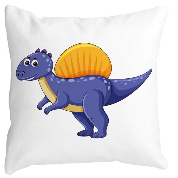 Perna Decorativa Patrata copii Dinozaur Mov inchis, 40x40 cm, Alba, Mata, Husa Detasabila, Burduf 11 Perna Decorativa Patrata copii Dinozaur Mov inchis