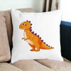Perna Decorativa Patrata copii Dinozaur Portocaliu, 40x40 cm, Alba, Mata, Husa Detasabila, Burduf 19 Mata