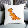 Perna Decorativa Patrata copii Dinozaur Portocaliu, 40x40 cm, Alba, Mata, Husa Detasabila, Burduf 20 Husa Detasabila