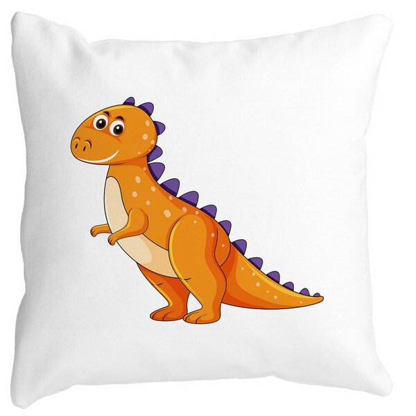 Perna Decorativa Patrata copii Dinozaur Portocaliu, 40x40 cm, Alba, Mata, Husa Detasabila, Burduf 11 Perna Decorativa Patrata copii Dinozaur Portocaliu