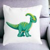 Perna Decorativa Patrata copii Dinozaur Verde, 40x40 cm, Alba, Mata, Husa Detasabila, Burduf 17 40x40 cm