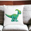 Perna Decorativa Patrata copii Dinozaur Verde, 40x40 cm, Alba, Mata, Husa Detasabila, Burduf 19 Mata