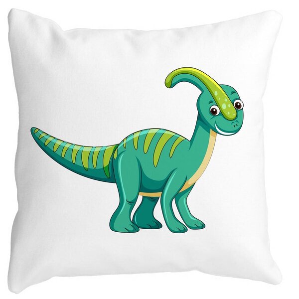 Perna Decorativa Patrata copii Dinozaur Verde, 40x40 cm, Alba, Mata, Husa Detasabila, Burduf 11 Perna Decorativa Patrata copii Dinozaur Verde