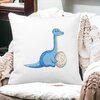 Perna Decorativa Patrata copii, Dinozaur cu oua, 40x40 cm, Alba, Mata, Husa Detasabila, Burduf 17 Dinozaur cu oua