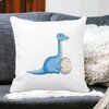 Perna Decorativa Patrata copii, Dinozaur cu oua, 40x40 cm, Alba, Mata, Husa Detasabila, Burduf 19 Alba