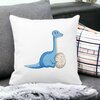 Perna Decorativa Patrata copii, Dinozaur cu oua, 40x40 cm, Alba, Mata, Husa Detasabila, Burduf 20 Mata