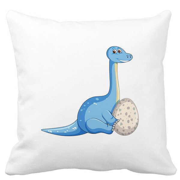 Perna Decorativa Patrata copii, Dinozaur cu oua, 40x40 cm, Alba, Mata, Husa Detasabila, Burduf 11 Perna Decorativa Patrata copii
