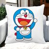 Perna Decorativa Patrata copii Doraemon, 40x40 cm, Alba, Mata, Husa Detasabila, Burduf 18 Alba