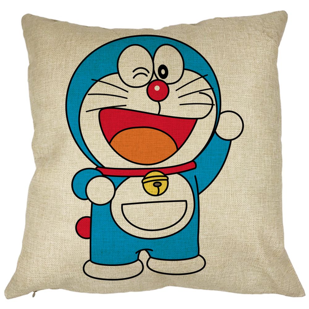 Perna Decorativa Patrata copii Doraemon, 40x40 cm, Husa Detasabila, Burduf 11 Perna Decorativa Patrata copii Doraemon