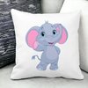 Perna Decorativa Patrata copii Elefant, 40x40 cm, Alba, Mata, Husa Detasabila, Burduf 17 40x40 cm