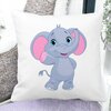 Perna Decorativa Patrata copii Elefant, 40x40 cm, Alba, Mata, Husa Detasabila, Burduf 18 Alba