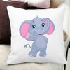 Perna Decorativa Patrata copii Elefant, 40x40 cm, Alba, Mata, Husa Detasabila, Burduf 20 Husa Detasabila