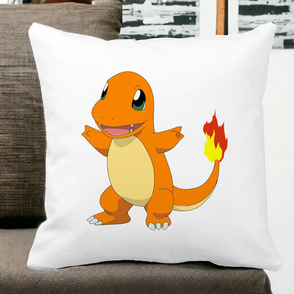 Perna Decorativa Patrata copii Fire Lizard, 40x40 cm, Alba, Mata, Husa Detasabila, Burduf 10 40x40 cm