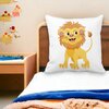 Perna Decorativa Patrata copii Little Lion, 40x40 cm, Alba, Mata, Husa Detasabila, Burduf 18 Alba