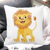 Perna Decorativa Patrata copii Little Lion, 40x40 cm, Alba, Mata, Husa Detasabila, Burduf 20 Husa Detasabila