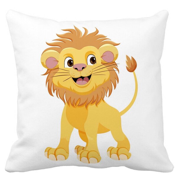 Perna Decorativa Patrata copii Little Lion, 40x40 cm, Alba, Mata, Husa Detasabila, Burduf 11 Perna Decorativa Patrata copii Little Lion