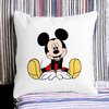Perna Decorativa Patrata copii Mickey Mouse, 40x40 cm, Alba, Mata, Husa Detasabila, Burduf 18 Alba