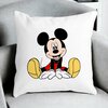 Perna Decorativa Patrata copii Mickey Mouse, 40x40 cm, Alba, Mata, Husa Detasabila, Burduf 19 Mata