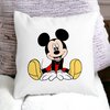 Perna Decorativa Patrata copii Mickey Mouse, 40x40 cm, Alba, Mata, Husa Detasabila, Burduf 20 Husa Detasabila