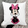 Perna Decorativa Patrata copii Minnie Mouse, 40x40 cm, Alba, Mata, Husa Detasabila, Burduf 19 Mata