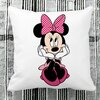Perna Decorativa Patrata copii Minnie Mouse, 40x40 cm, Alba, Mata, Husa Detasabila, Burduf 20 Husa Detasabila