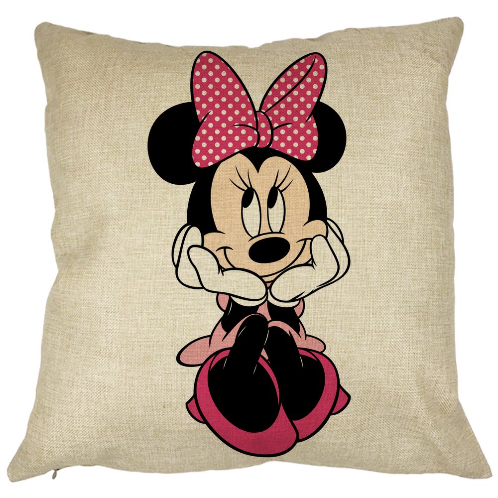 Perna Decorativa Patrata copii Minnie Mouse, 40x40 cm, Husa Detasabila, Burduf 11 Perna Decorativa Patrata copii Minnie Mouse