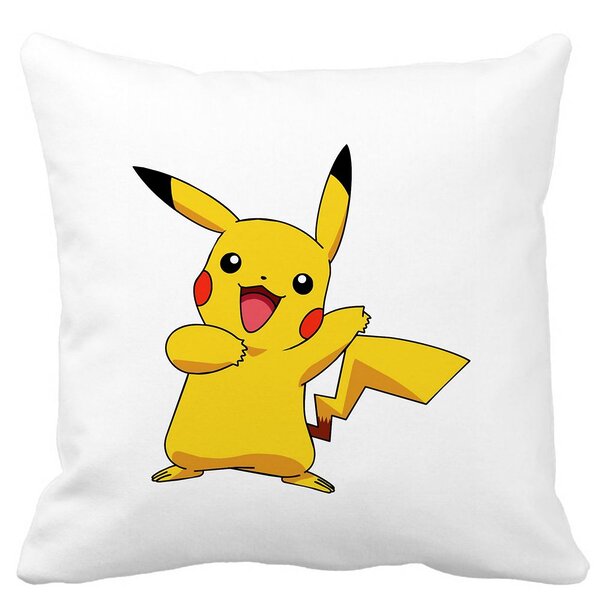 Perna Decorativa Patrata copii Pikachu, 40x40 cm, Alba, Mata, Husa Detasabila, Burduf 23 Perna Decorativa Patrata copii Pikachu