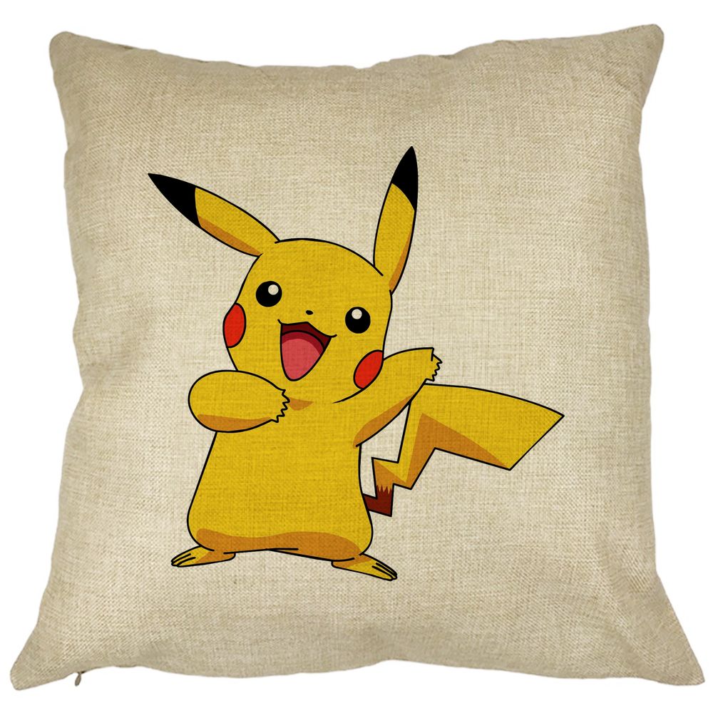 Perna Decorativa Patrata copii Pikachu, 40x40 cm, Husa Detasabila, Burduf 13 Perna Decorativa Patrata copii Pikachu