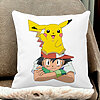 Perna Decorativa Patrata copii Pikachu Pokemon, 40x40 cm, Alba, Mata, Husa Detasabila, Burduf 20 Husa Detasabila