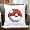 Perna Decorativa Patrata copii Pokeball, 40x40 cm, Alba, Mata, Husa Detasabila, Burduf 17 40x40 cm