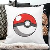 Perna Decorativa Patrata copii Pokeball, 40x40 cm, Alba, Mata, Husa Detasabila, Burduf 18 Alba