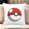 Perna Decorativa Patrata copii Pokeball, 40x40 cm, Alba, Mata, Husa Detasabila, Burduf 19 Mata