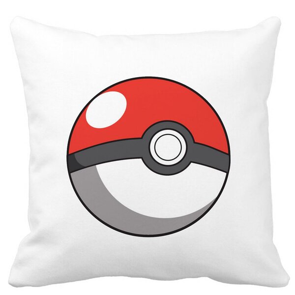 Perna Decorativa Patrata copii Pokeball, 40x40 cm, Alba, Mata, Husa Detasabila, Burduf 11 Perna Decorativa Patrata copii Pokeball