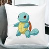 Perna Decorativa Patrata copii Squirtle, 40x40 cm, Alba, Mata, Husa Detasabila, Burduf 19 Mata
