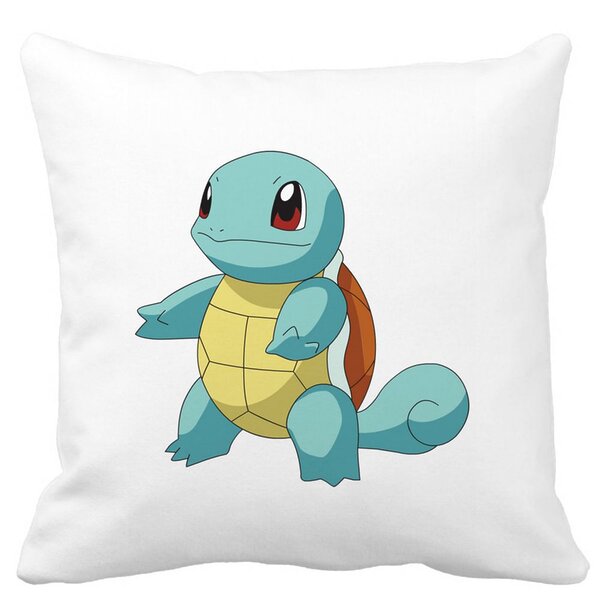 Perna Decorativa Patrata copii Squirtle, 40x40 cm, Alba, Mata, Husa Detasabila, Burduf 11 Perna Decorativa Patrata copii Squirtle