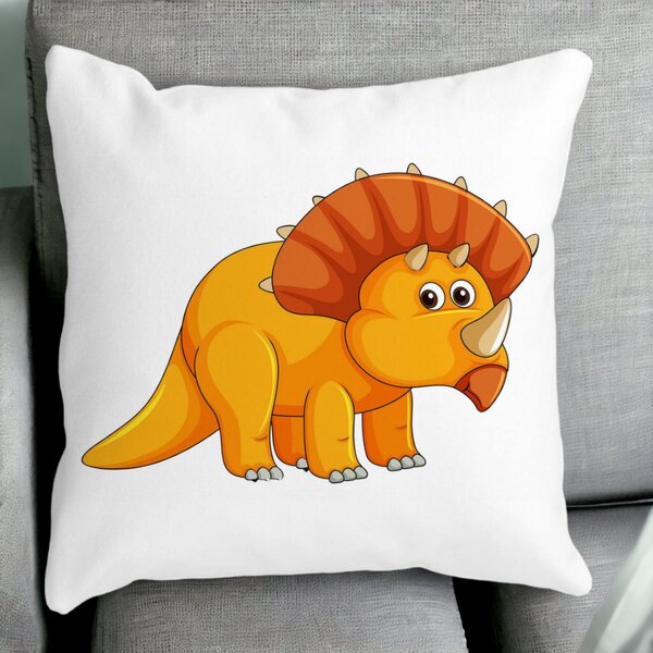 Perna Decorativa Patrata copii cu Rhino, 40x40 cm, Alba, Mata, Husa Detasabila, Burduf 12 40x40 cm