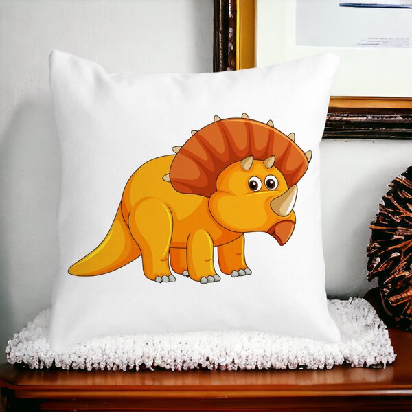 Perna Decorativa Patrata copii cu Rhino, 40x40 cm, Alba, Mata, Husa Detasabila, Burduf 14 Mata