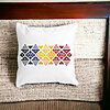 Perna Decorativa Patrata cu Motive Locale, 40x40 cm, Alba, Mata, Husa Detasabila, Burduf 20 40x40 cm
