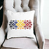 Perna Decorativa Patrata cu Motive Locale, 40x40 cm, Alba, Mata, Husa Detasabila, Burduf 24 Burduf