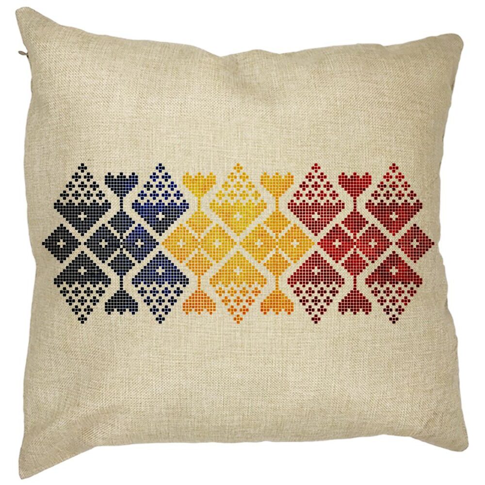 Perna Decorativa Patrata cu Motive Locale, 40x40 cm, Husa Detasabila, Burduf 11 Perna Decorativa Patrata cu Motive Locale