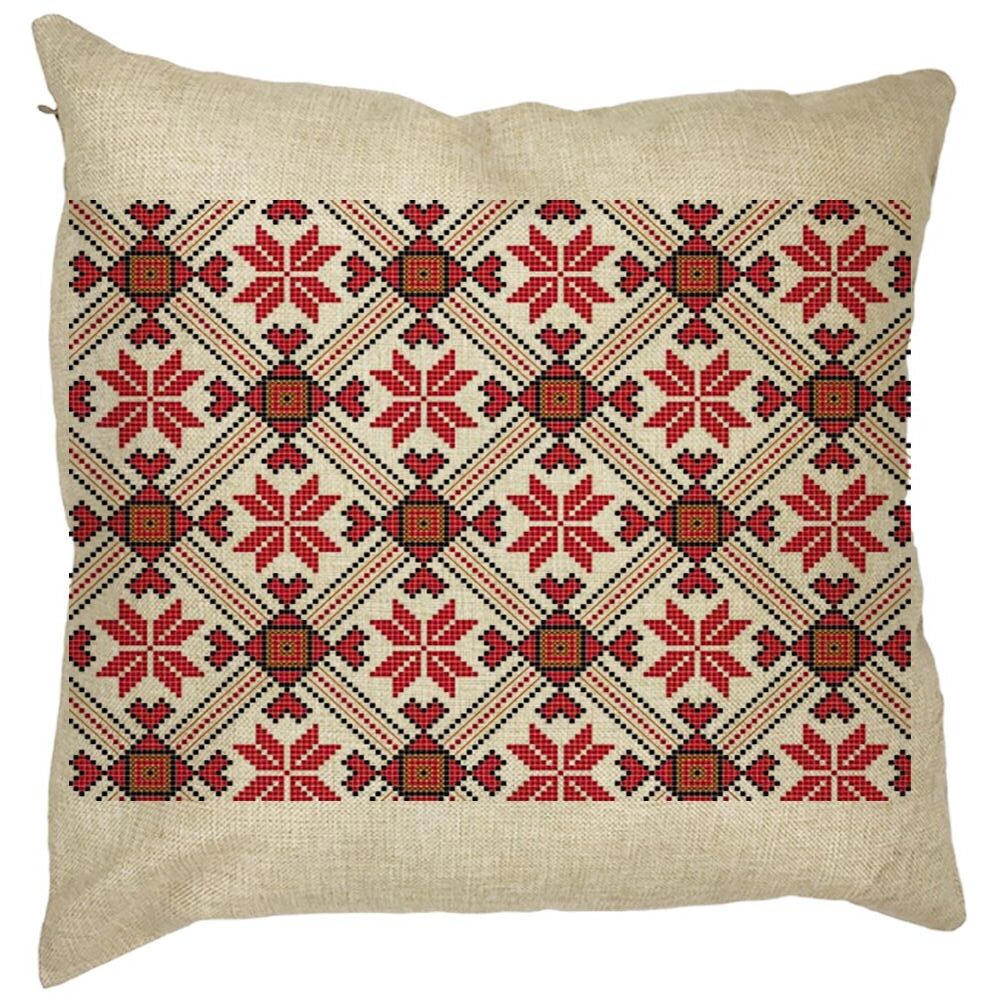 Perna Decorativa Patrata cu Motive Romanesti 2, 40x40 cm, Husa Detasabila, Burduf 11 Perna Decorativa Patrata cu Motive Romanesti 2