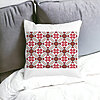 Perna Decorativa Patrata cu Motive Romanesti 2,40x40 cm, Alba, Mata, Husa Detasabila, Burduf 18 Alba