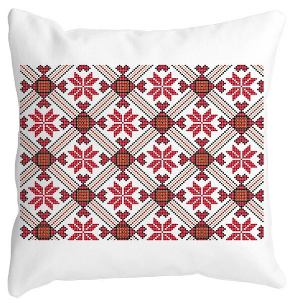 Perna Decorativa Patrata cu Motive Romanesti 2,40x40 cm, Alba, Mata, Husa Detasabila, Burduf 11 Perna Decorativa Patrata cu Motive Romanesti 2